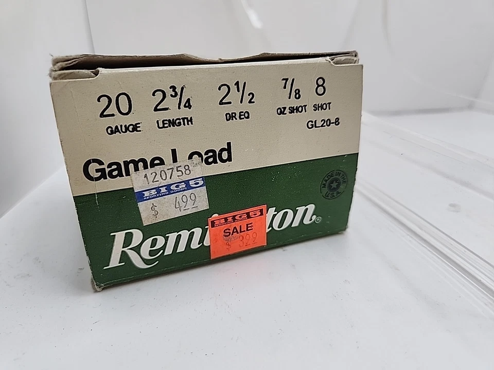 Remington Game Load 20 Gauge Shotgun Shell Empty Box Bobwhite Quail Cabin Decor - Image 2 of 4