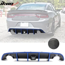 For 15-23 Dodge Charger LED Rear Diffuser Carbon Fiber Look Blue Reflective Tape