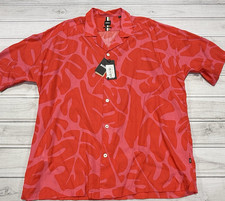 Hugo Boss Shirt Mens XL Red Floral Hawaiian Camp Beach Drew Lightweight NWT