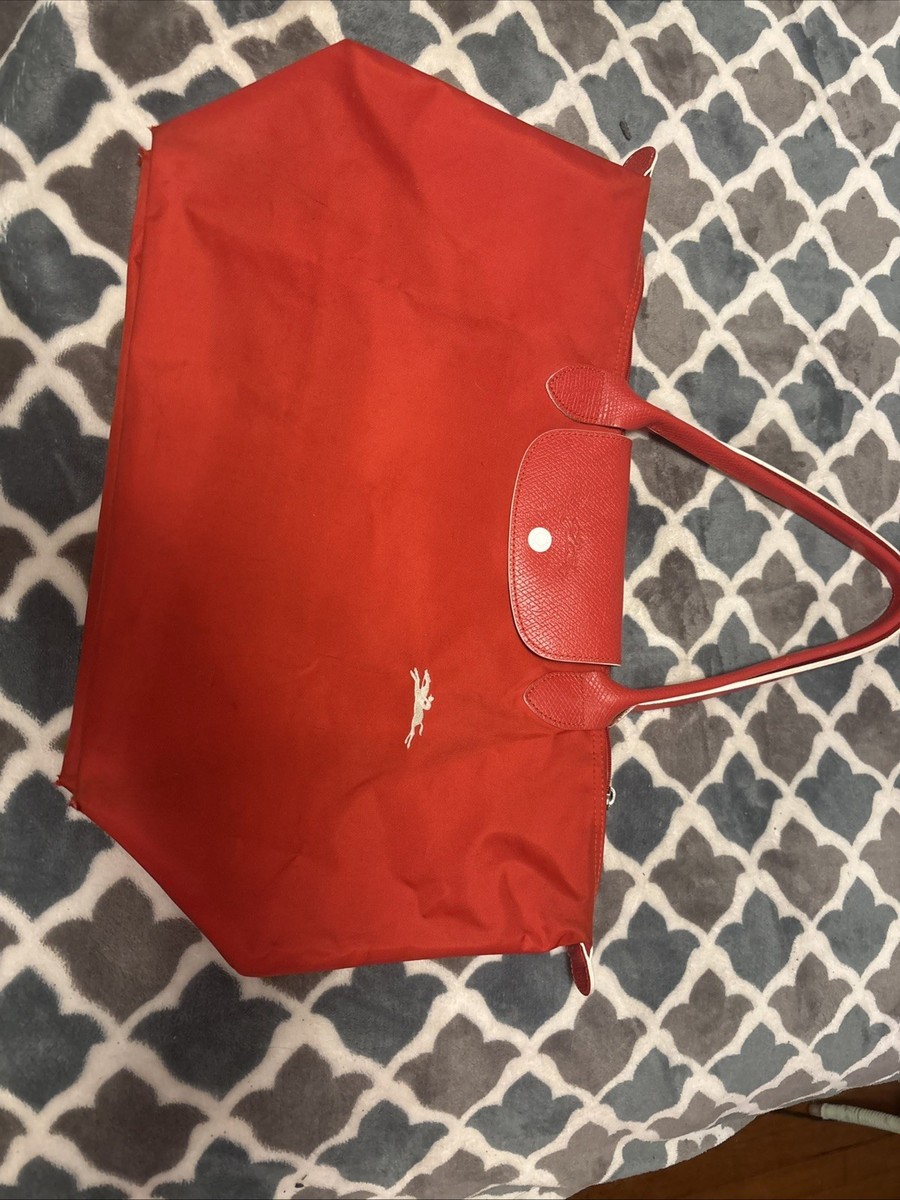 LONGCHAMP Le Pliage 赤 バッグ Longchamp Le Pliage Club Medium Top Handle Nylon Tote VERMILLION