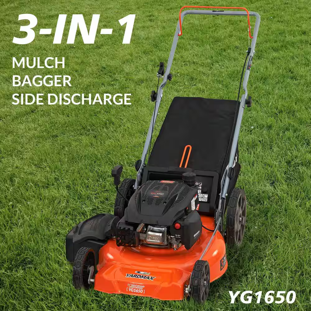 21 In. 170Cc 3-In-1 Gas Walk behind Push Lawn Mower with High Rear