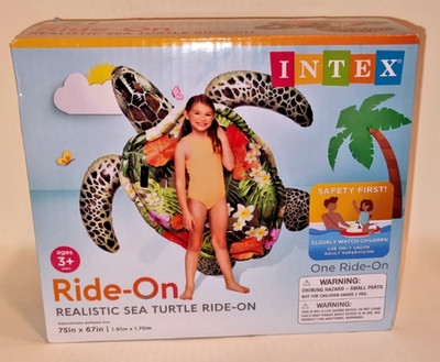 Intex Inflatable Ride-On Sea Turtle Swimming Pool Float Toy 75x67in New