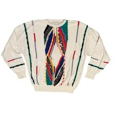 Vintage 90s St Croix Men's XL Knit Grandpa Sweater Colorful Stripe