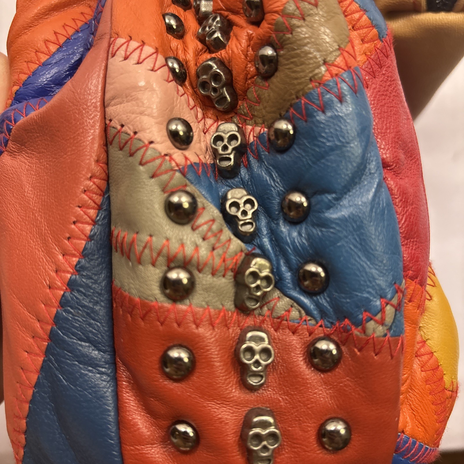 Ameri Leather Skulls And Rivets Patchwork Leather… - image 10