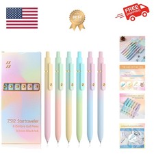 6 Pcs Gel Pens 0.5mm Quick Dry Black Ink Pens Fine Point Smooth Writing Pens,...