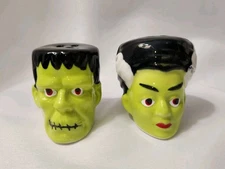 Halloween Frankenstein And Bride Mini Salt Pepper Shakers Cracker Barrel 2025