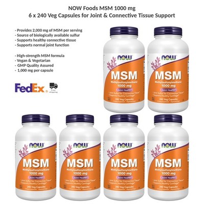 NOW Foods MSM 1000mg 6 x 240 Veg Kapseln für Gelenke Knorpel Bindegewebe