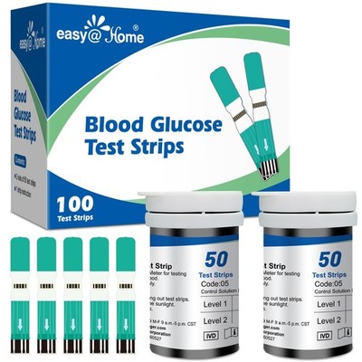 Easy@Home Blood Glucose Test Strips for 100 