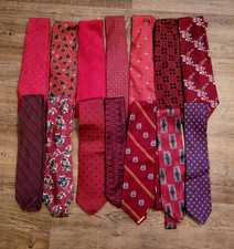 Lot 14 Vintage Men Neckties RED Tones Nice Variety Designer Sizes Wearable