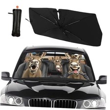 Funny Car Windshield Sun Shade Umbrella Bendable Handle 147 75cm,33 11cm Donkey