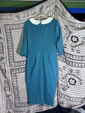 Unique Vintage Teal Pencil/ Wiggle Pinup Retro Dress Women Size 1X UK16 US12