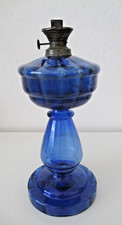 Original Antique Cobalt Glass Oil Hurricane Lamp No Burner or Chimney 12" Vtg ZB