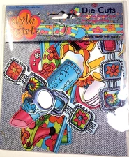 Hippie Style Girl Lipstick Nail Polish Diamond Ring EMBOSSED Die Cut 12 pc HTF