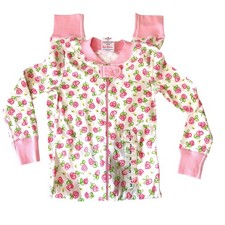 Hanna Andersson Girl Pajamas Size 3 Organic Cotton Pink Rose 1 Piece Footless