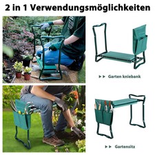 2in1 Kniebank für Gartenarbeit Sitzbank Kniekissen Pflanzhocker Gepolstert 150kg