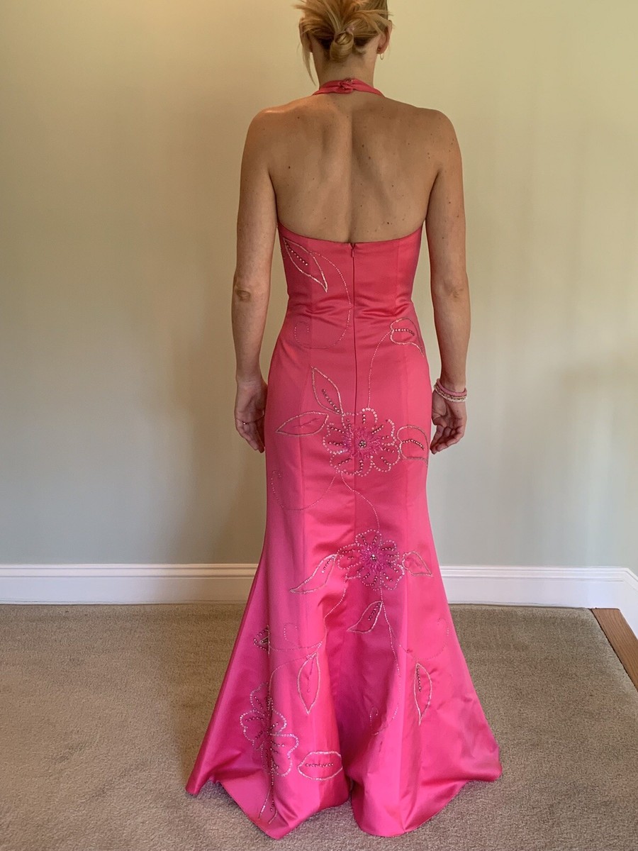 Cache Halter Neck Hot Pink Evening Gown