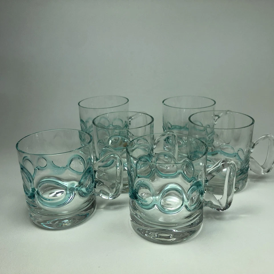 vintage BOWLE Bowletopf + 6 Gläser mit Wellenmuster Murano Sidereo Stil - Bild 3 von 4