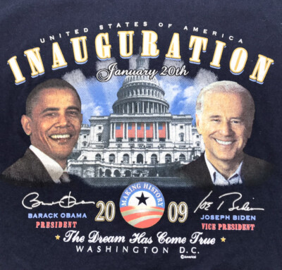Joseph Joe Biden Barack Obama Size XL 2009 Presidential Inauguration T Shirt