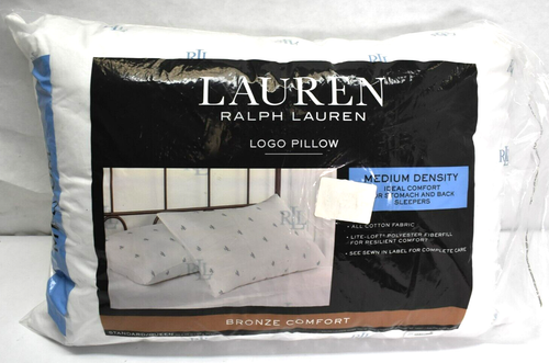 Ralph Lauren Logo Pillow Standard Queen Size Medium Density Bronze Comfort