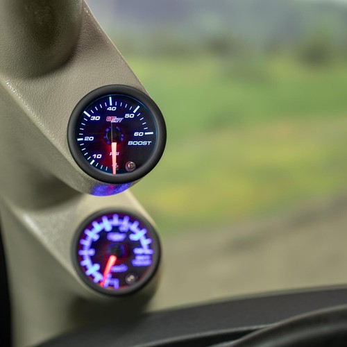 GlowShift 52mm Tinted Diesel Truck Boost 60 PSI Gauge w. 7 LED Colors - Picture 3 of 6
