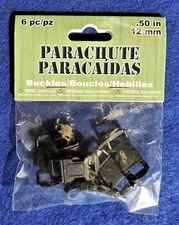 5 Black Parachute Buckles Size 5/8" (15mm) Pepperell Braiding Company #PCBUCK