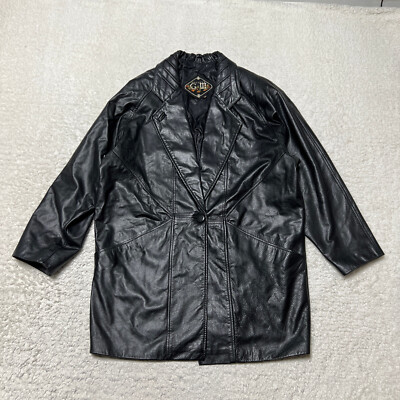 Vintage G III Leather Jacket Womens Meidum Black Dolman Sleeve 