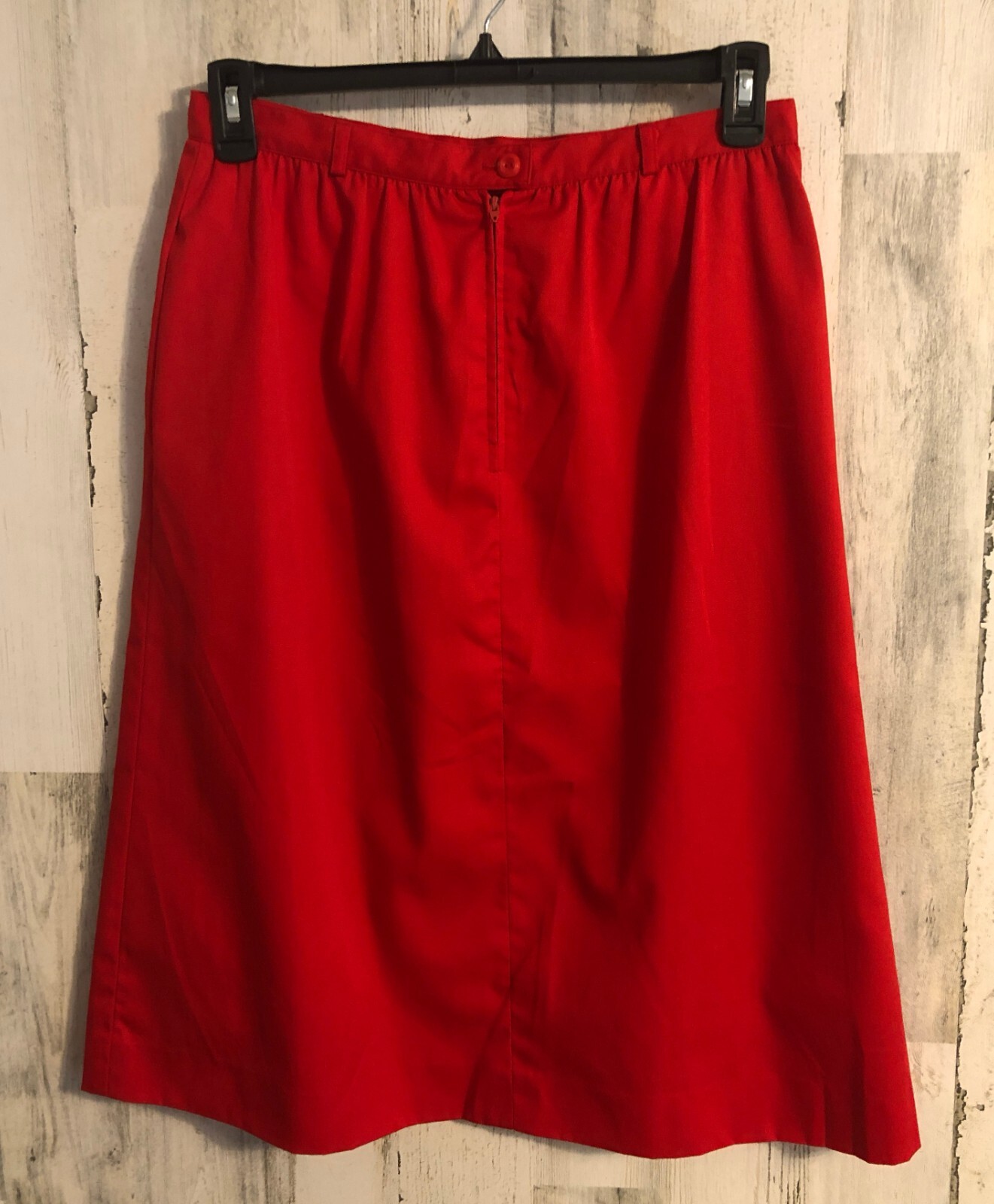 vtg John Meyer A-Line Skirt Sz 16 Red Modest Minimalist Below Knee 70s 80s