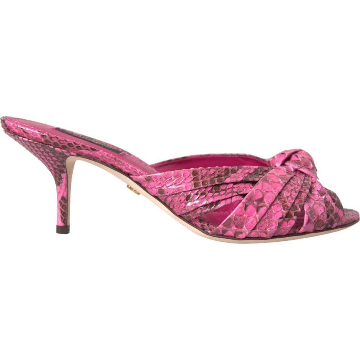 サンダル・ミュール Dolce & Gabbana Dolce & Gabbana With Heel Pink DOLCE & GABBANA Shoes Pink Python Leather Kitten Heels