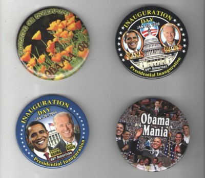 4 OBAMA  + BIDEN 3 in PIN from 2008  2009 CAMPAIGN Election pinback INAUGURATION