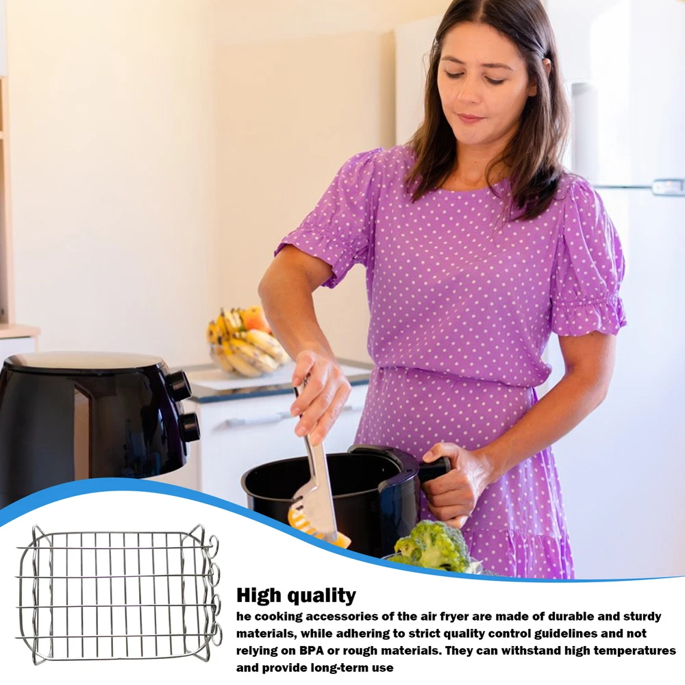 Air Fryer Rack Stainless Steel Double Basket Grill Sticks Accessories For Ninja