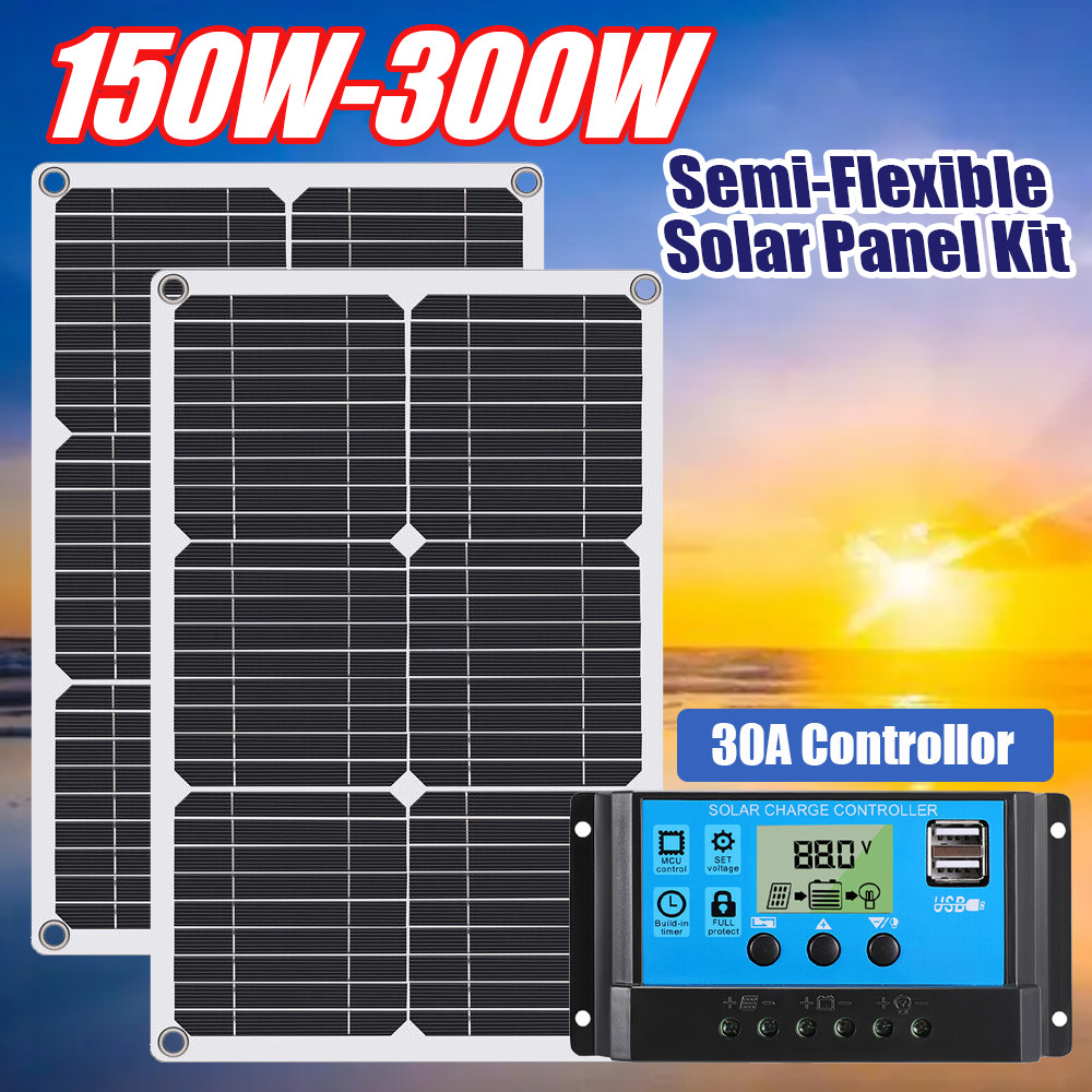 Solar Energy Kit 30A Charge Controller 150W 300W Solar System Mono Solar Panels
