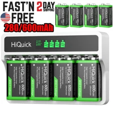 EBL 9V 6F22 Lithium Li-Ion Rechargeable Batteries / 9Volt Battery Charger Lot