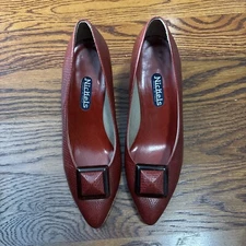 Nickels Red Leather Pumps, Made In Italy