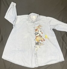 VTG Jerry Leigh Women Looney Tunes L/Sleeve Button Up Shirt Made In USA Size L