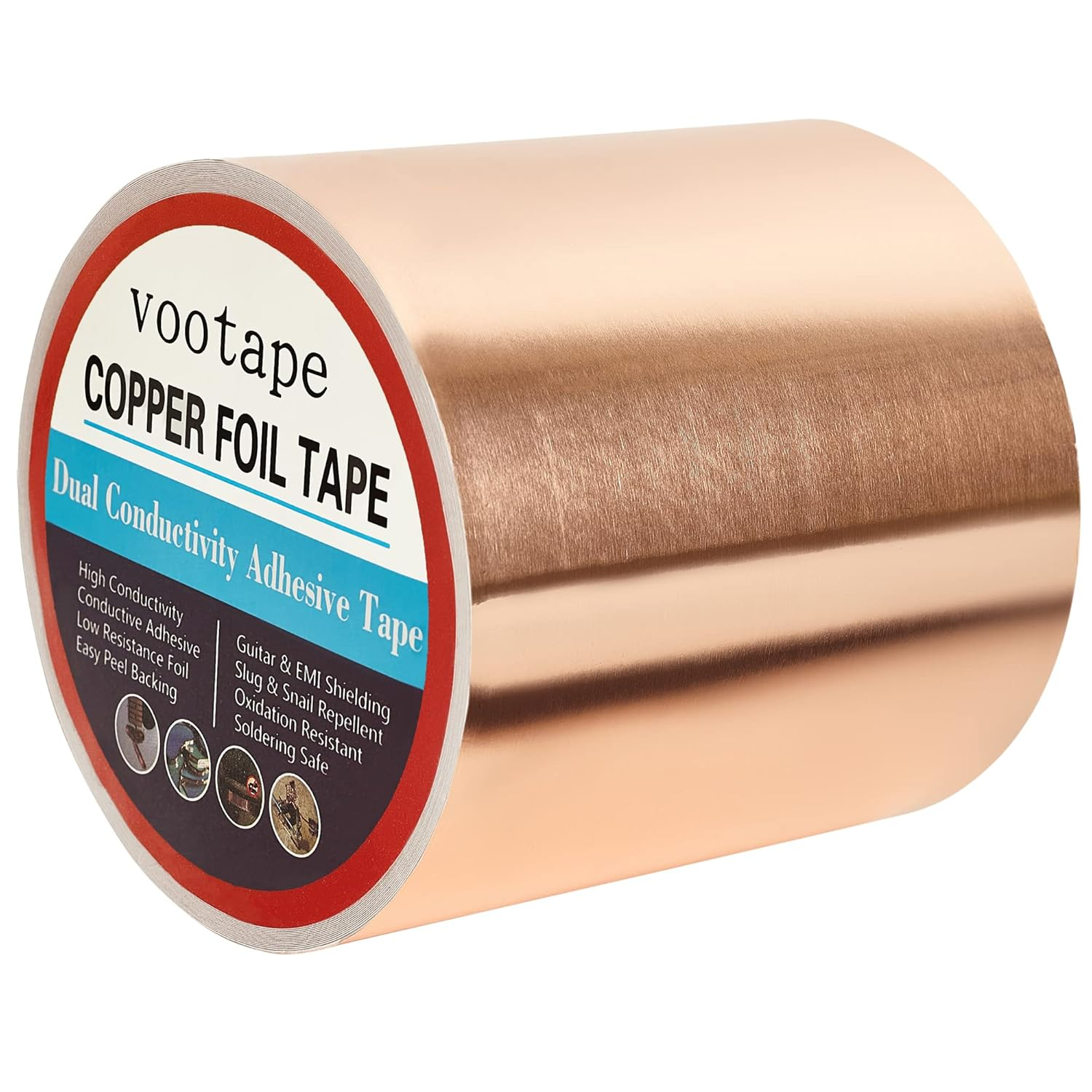 Copper Foil Tape [4 Inch X 33Ft] with Double-Sided Conductive Adhesive for Gu...