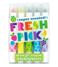 ooly Super Scented Fresh Pick Neon Gel Crayon Highlighters set of 5 NEW