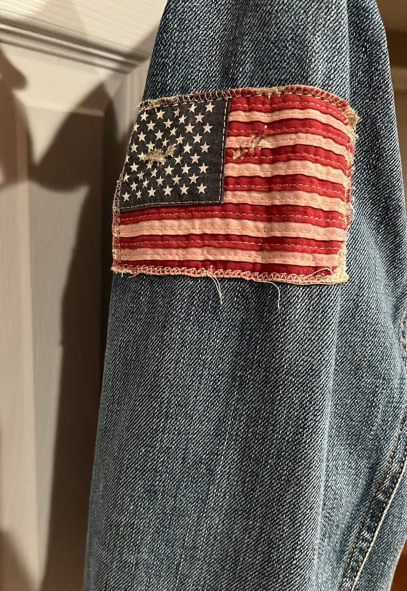 ラルフローレン　アメリカ国旗デザイン デニムジャケットL(US)サイズ美品 Polo Ralph Lauren Denim Jacket With American Flag Arm Patch