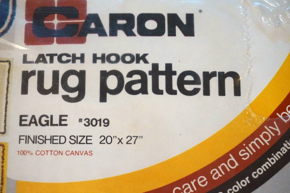 Vintage Caron Bald Eagle USA Flag Latch Hook Rug Kit 3019 America NEW - Image 2 of 4