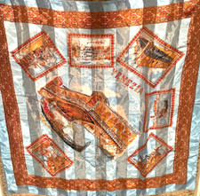 Venezia Souvenir Scarf Italy 36" by 36" size Polyester Gold/Red/Blue/Tan