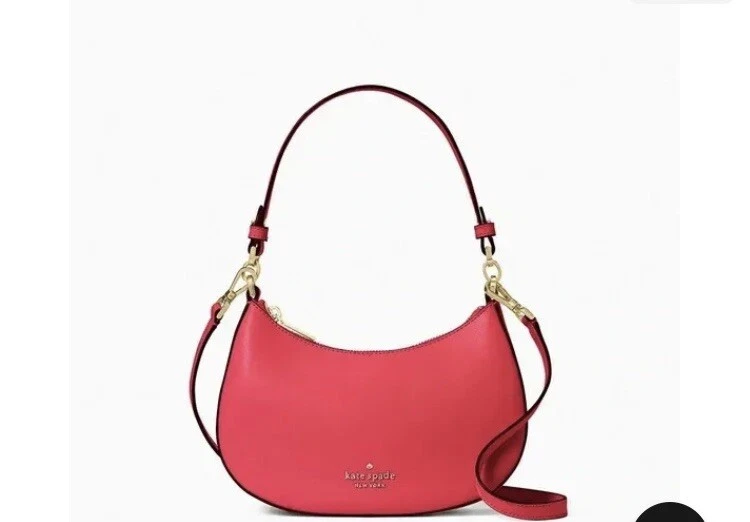 Kate Spade Staci Crossbody Saffiano Half Moon Bag Dark Watermelon Gelato.  NWT.