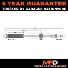 Fits Ford Focus C-Max 1.4 1.6 dCi 1.8 2.0 MFD Rear Brake Hose #2 3M512282GD