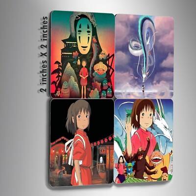 4 Mags | Spirited Away | Studio Ghibli Magnets (4) 2x2 inches