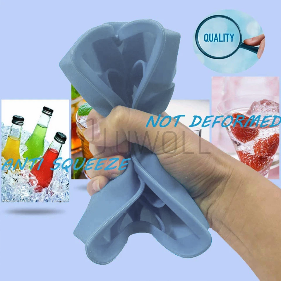 Cubo grande de silicona para hacer cubitos de hielo cubo grande bandeja cuadrada moldes bola de whisky cócteles Foto 3 de 4