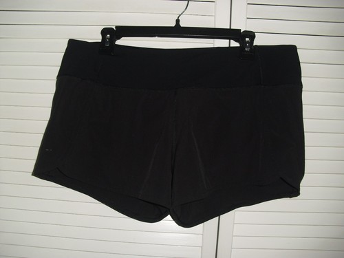 Lululemon Logo Women's Size 12 Black Lined Running Shorts EUC