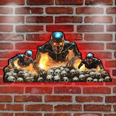 Terminator 2 Pinball Topper LED Lightbox 3D Printed Lightbox Arcade Decor