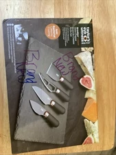 Taylor's Eye Witness Brooklyn Copper Slate Cheese Board and 4 Pc Knife Set NIB