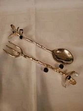 Michael Aram Serving Set 12" Fantasy Amethyst Blooms Twig Silver Plated Bronze