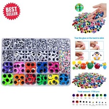 Variety Pack of 1700 Googly Wiggle Eyes - Easy Peel-Off Crafting Fun in Colors