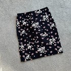 / LOFT Black Floral Print Skirt Cotton Blend Side Slits Office Summer Spring US8 — photo 1