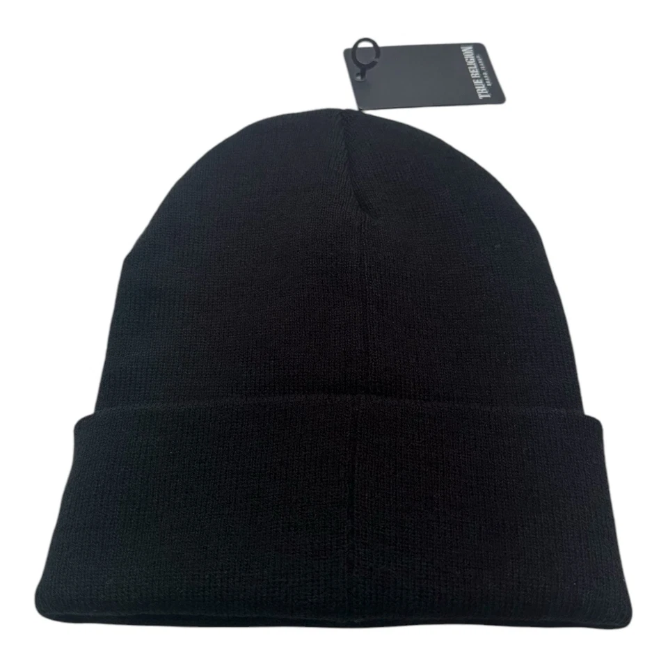 True Religion Gorro Gorra Negro Buda Círculo Logo Parche Acrílico Tejido Invierno Foto 2 de 2
